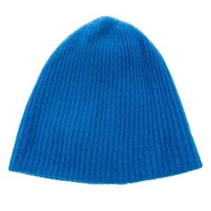 White and Warren Cashmere Plush Rib Beanie - Bright Blue